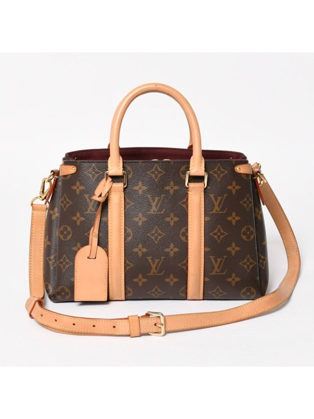 Louis Vuitton Soufflot BB Monogram Handbag Canvas Vachetta Leather Brown